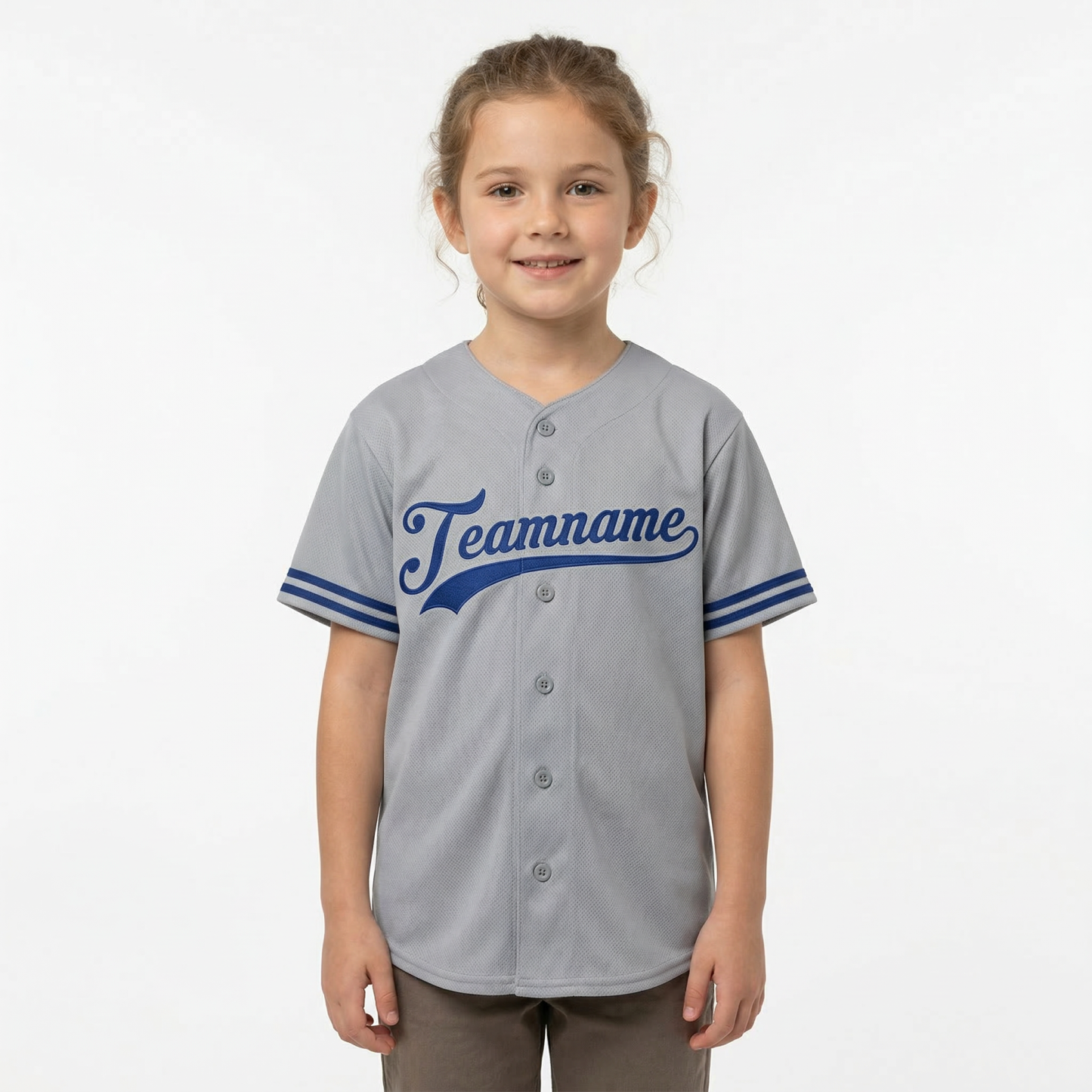 Custom Grey & Royal Blue Classic Fashion Baseball Jersey