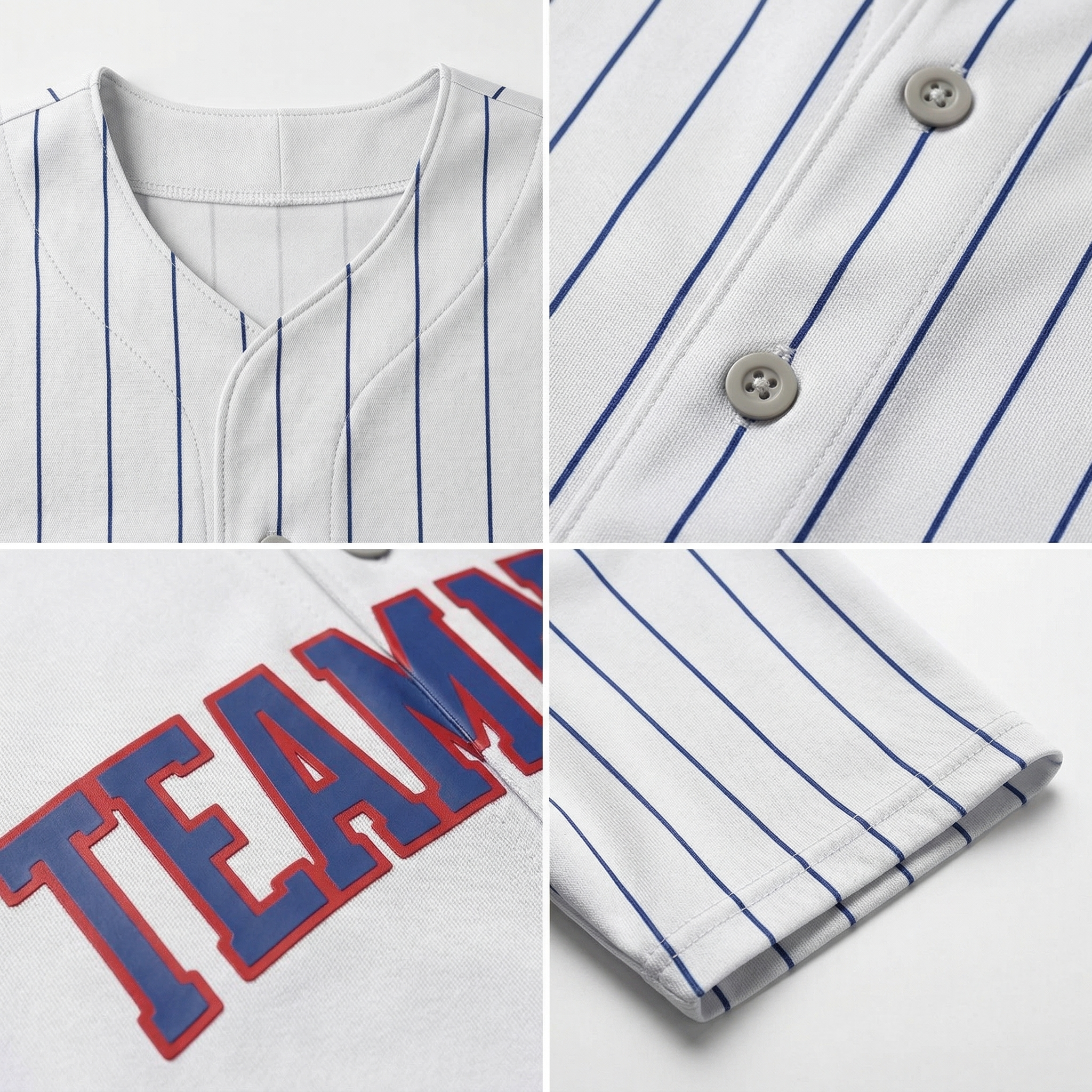 Custom White & Royal Pinstripes Classic Fashion Baseball Jersey