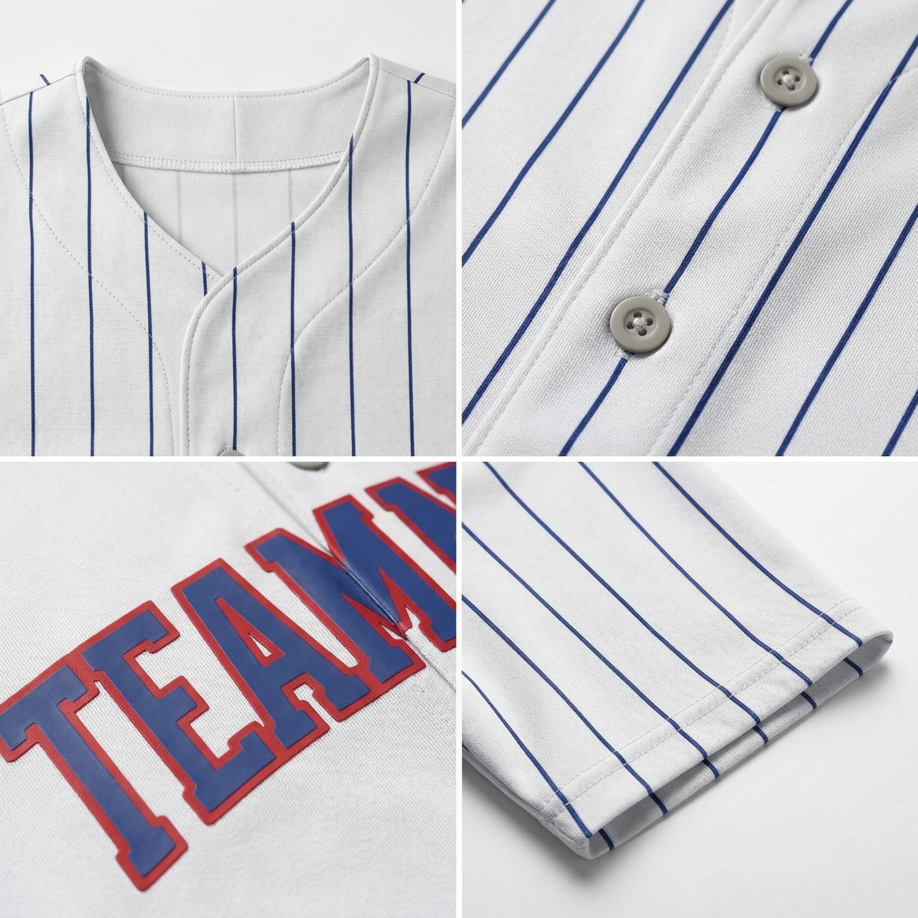 Custom White & Royal Pinstripes Classic Fashion Baseball Jersey