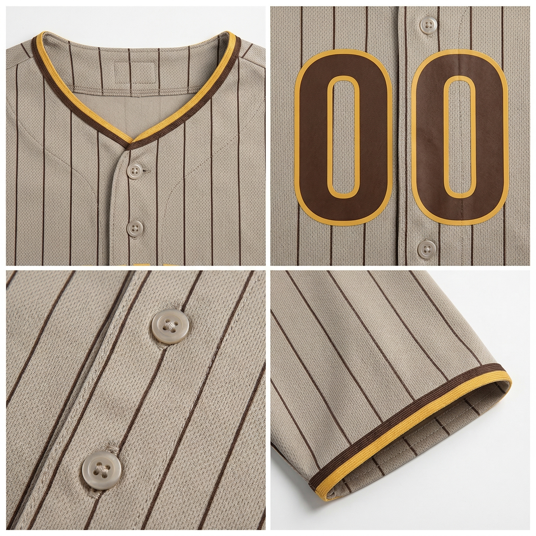 Custom Light Grey & Brown/Yellow Pinstripes Classic Fashion Baseball Jersey