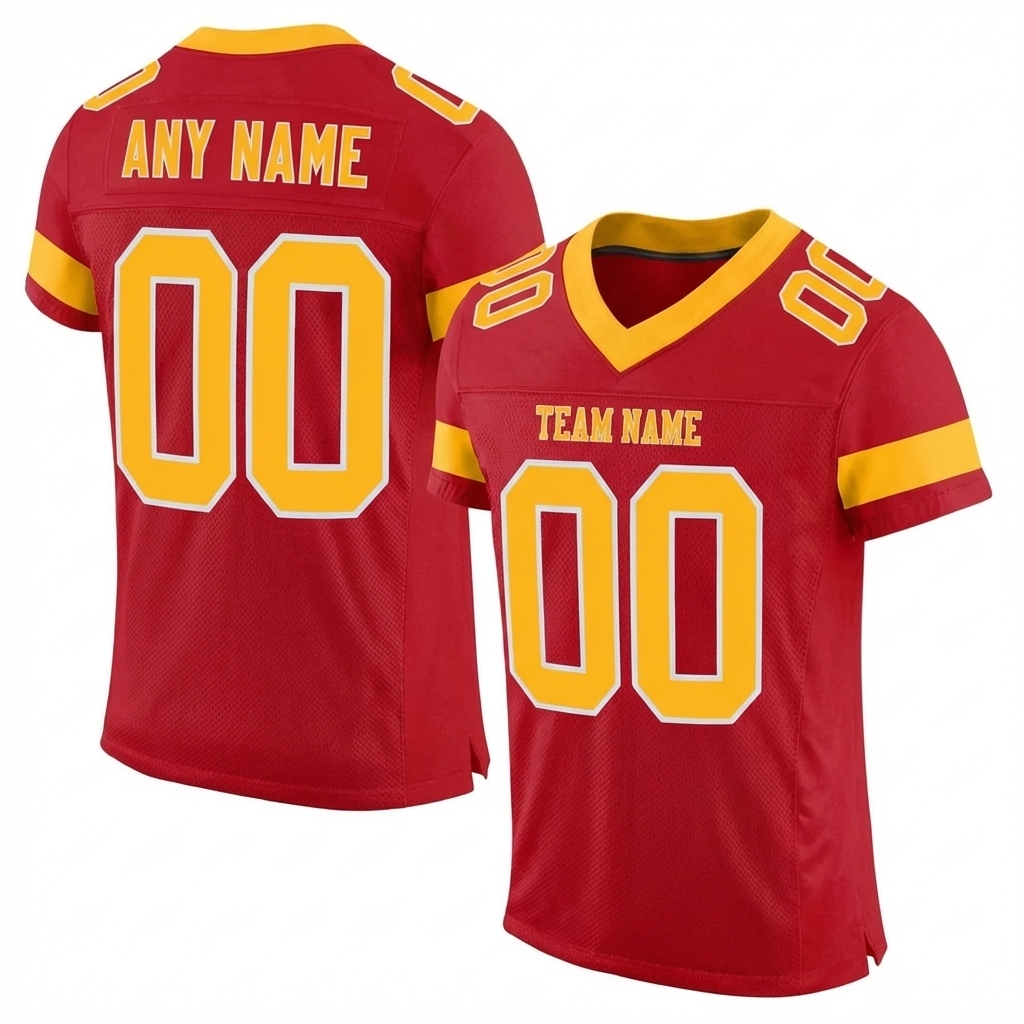 Custom Red & Gold/White Football Jersey