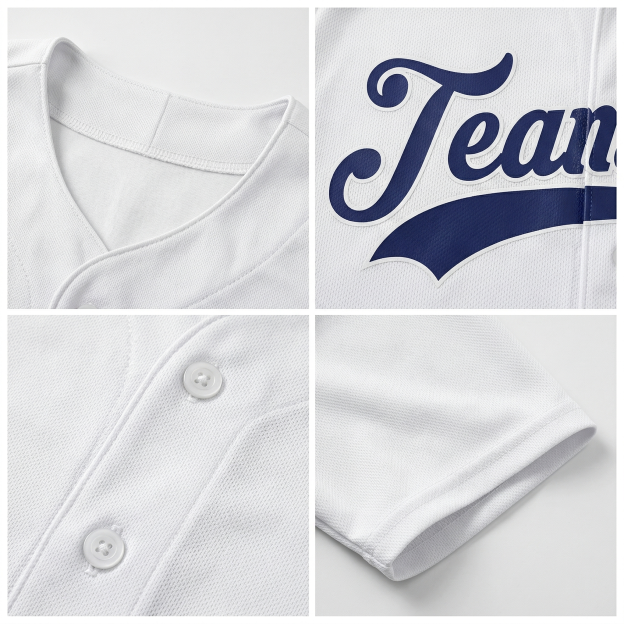 Custom White & Royal Classic Fashion Baseball Jersey
