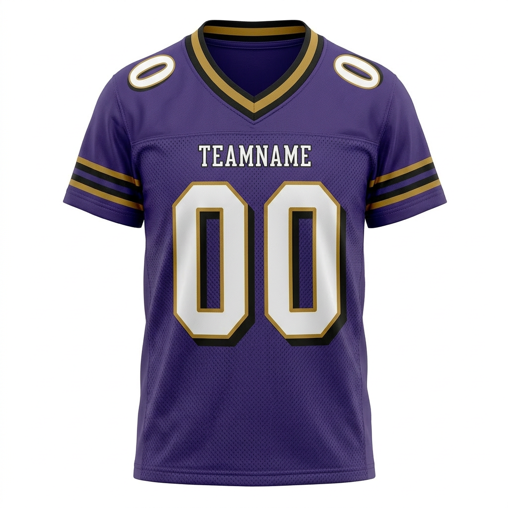 Custom Purple & White/Gold Football Jersey