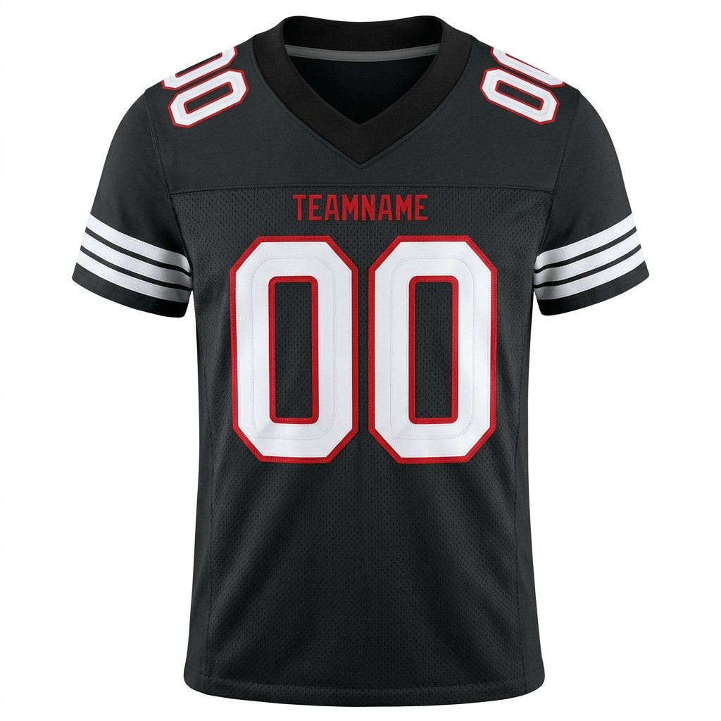 Custom Black & White/Red Football Jersey