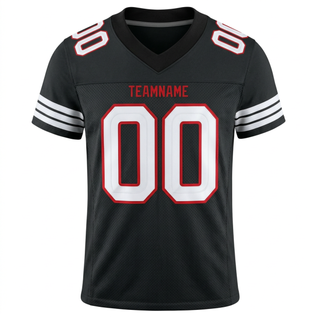 Custom Black & White/Red Football Jersey