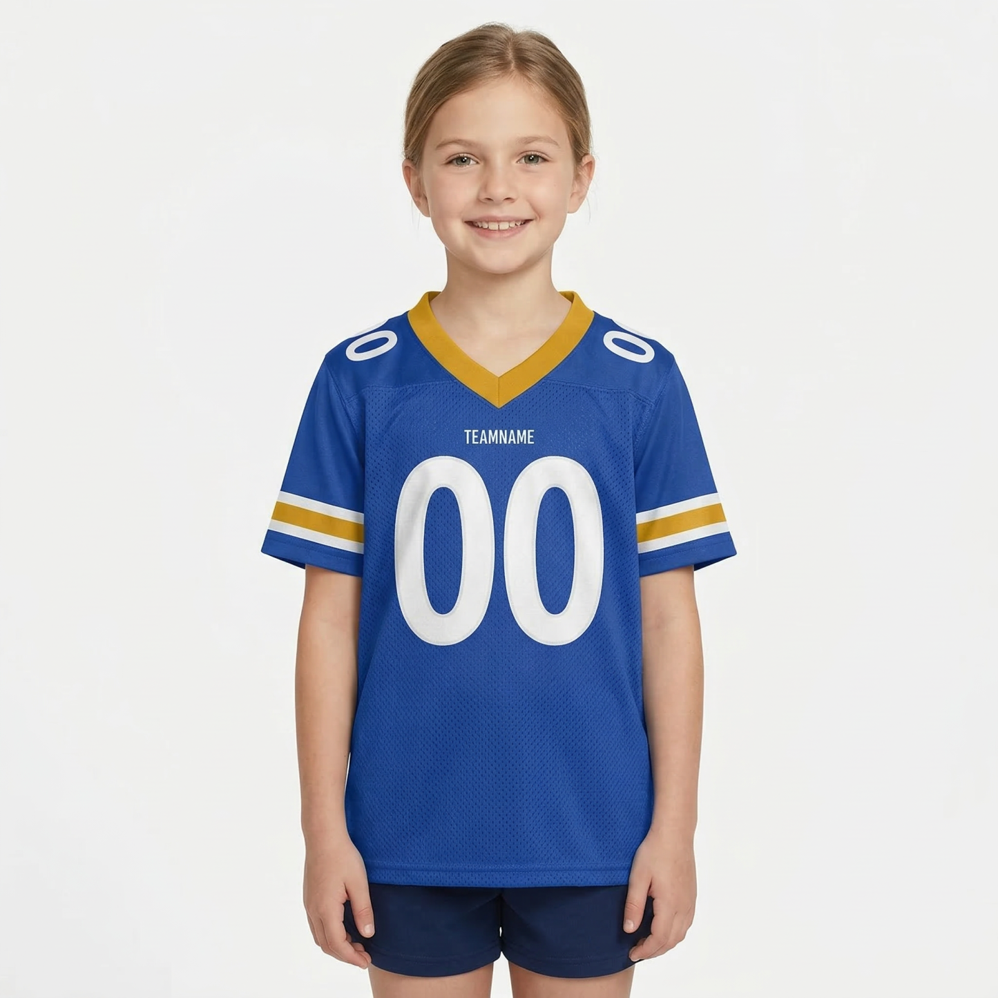 Custom Royal & White/Gold Football Jersey