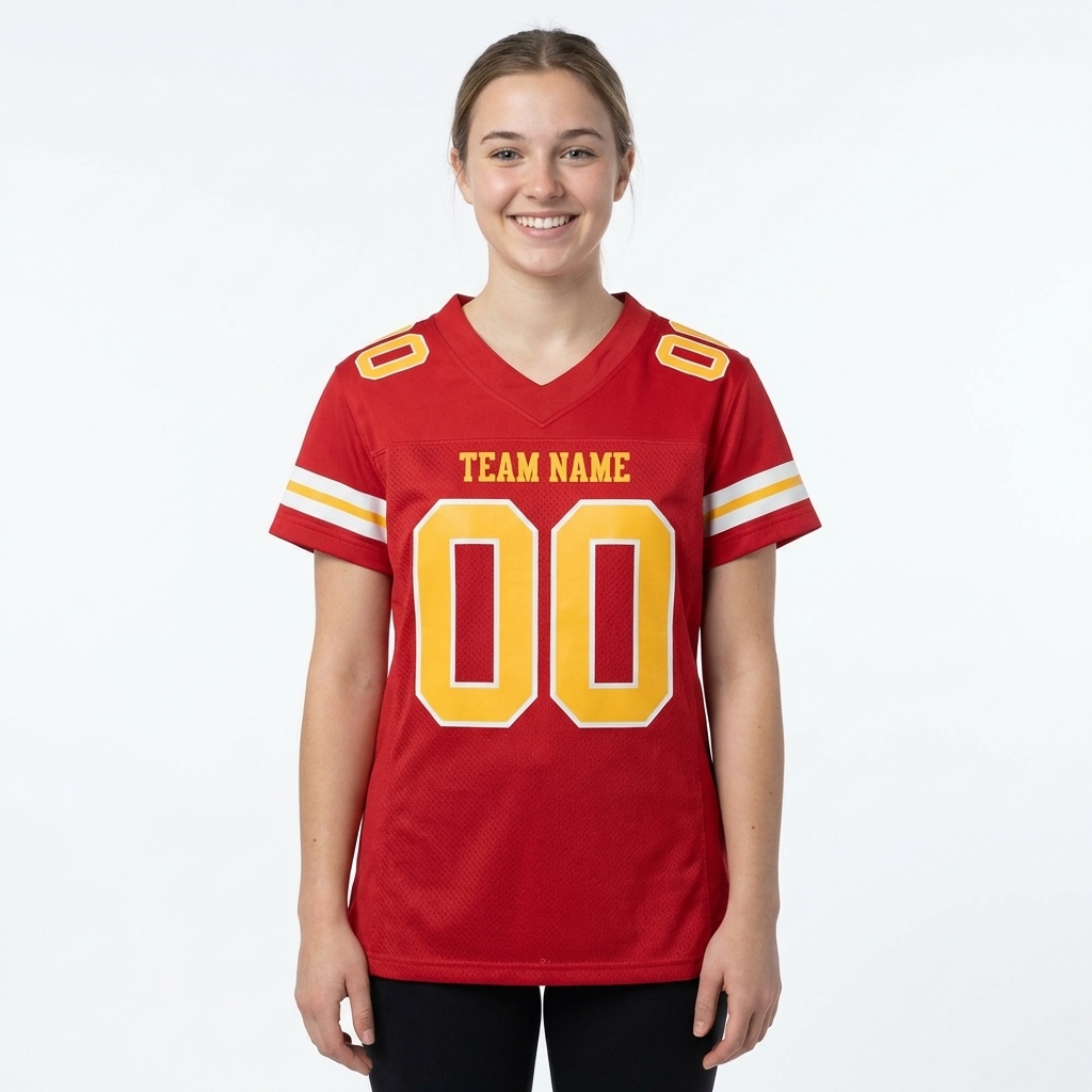 Custom Red & Gold/White Football Jersey
