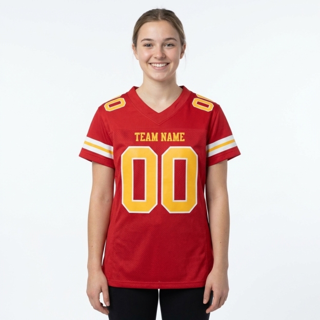 Custom Red & Gold/White Football Jersey
