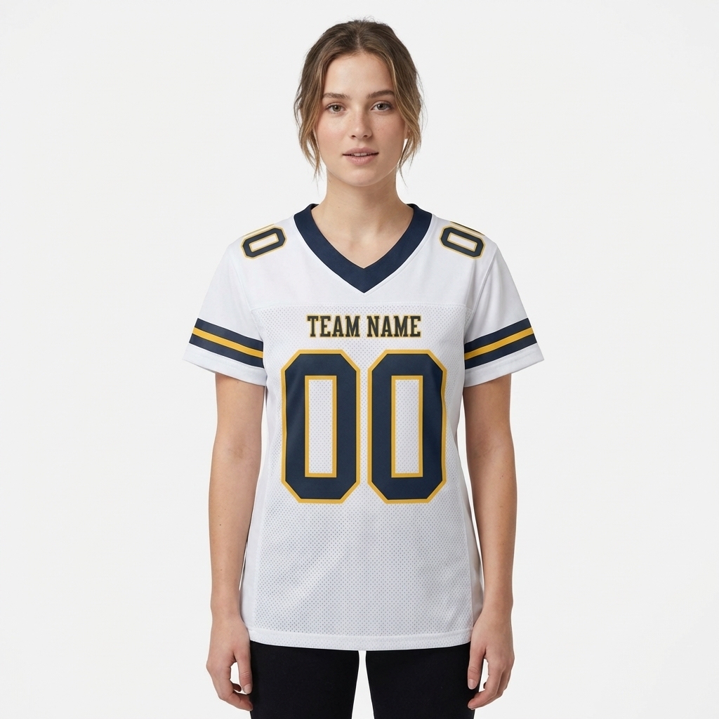 Custom White & Black/Gold Football Jersey