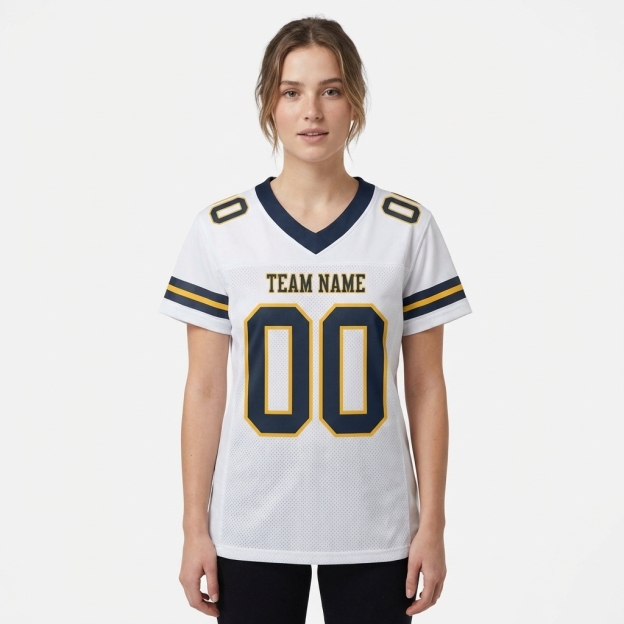 Custom White & Black/Gold Football Jersey