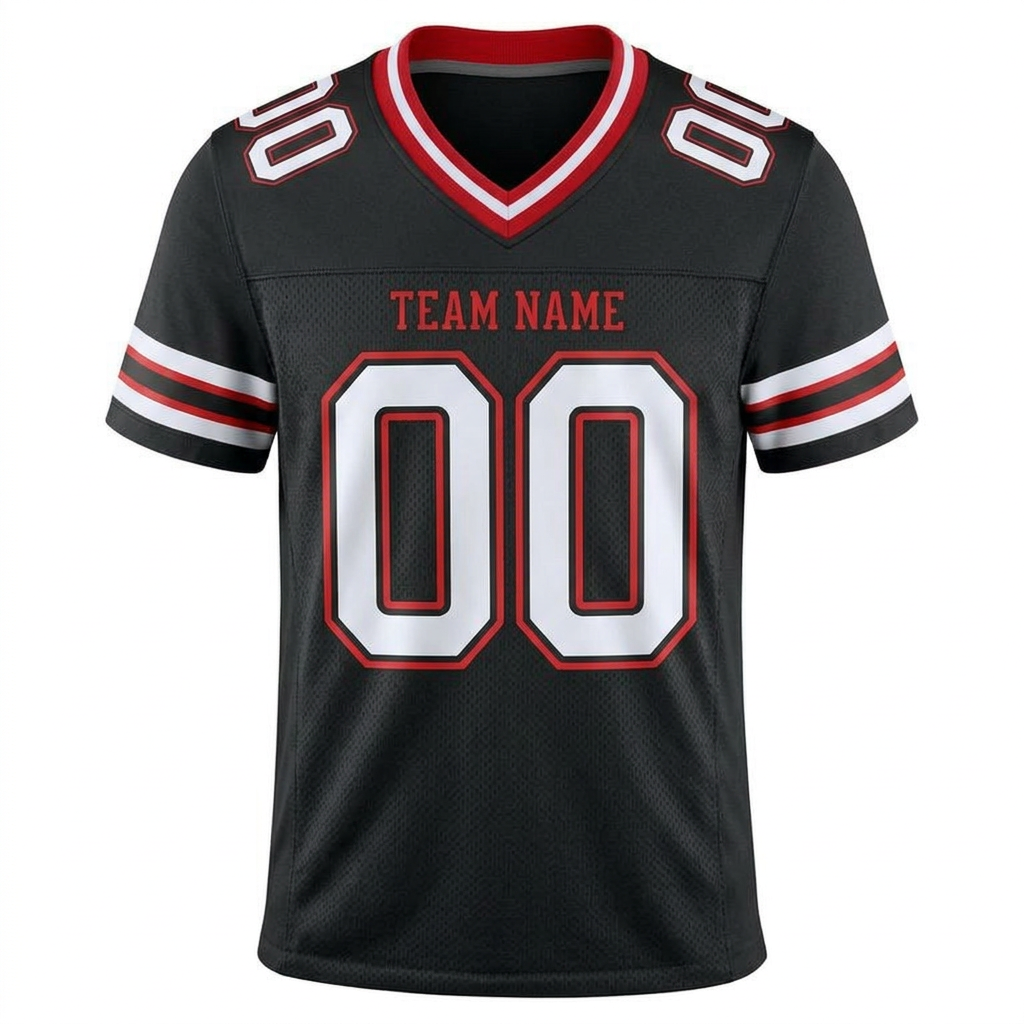 Custom Black & White/Red Football Jersey