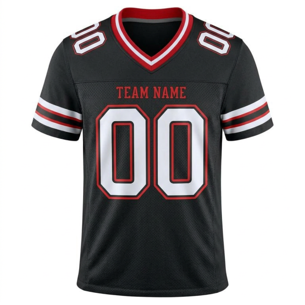 Custom Black & White/Red Football Jersey