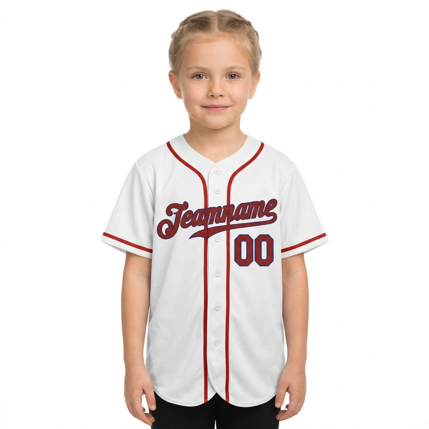 Custom White & Red/Navy Classic Fashion Baseball Jersey