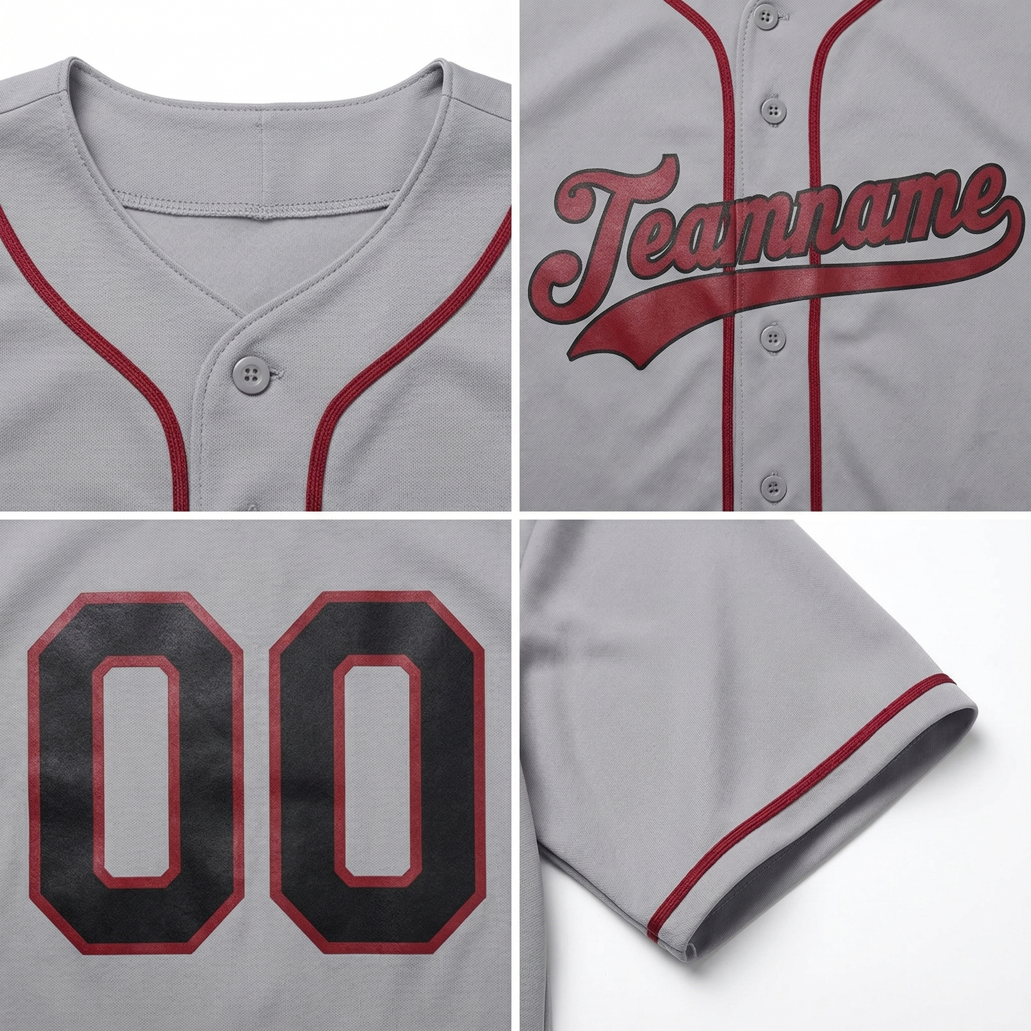 Custom Grey & Red/Black Classic Fashion Baseball Jersey