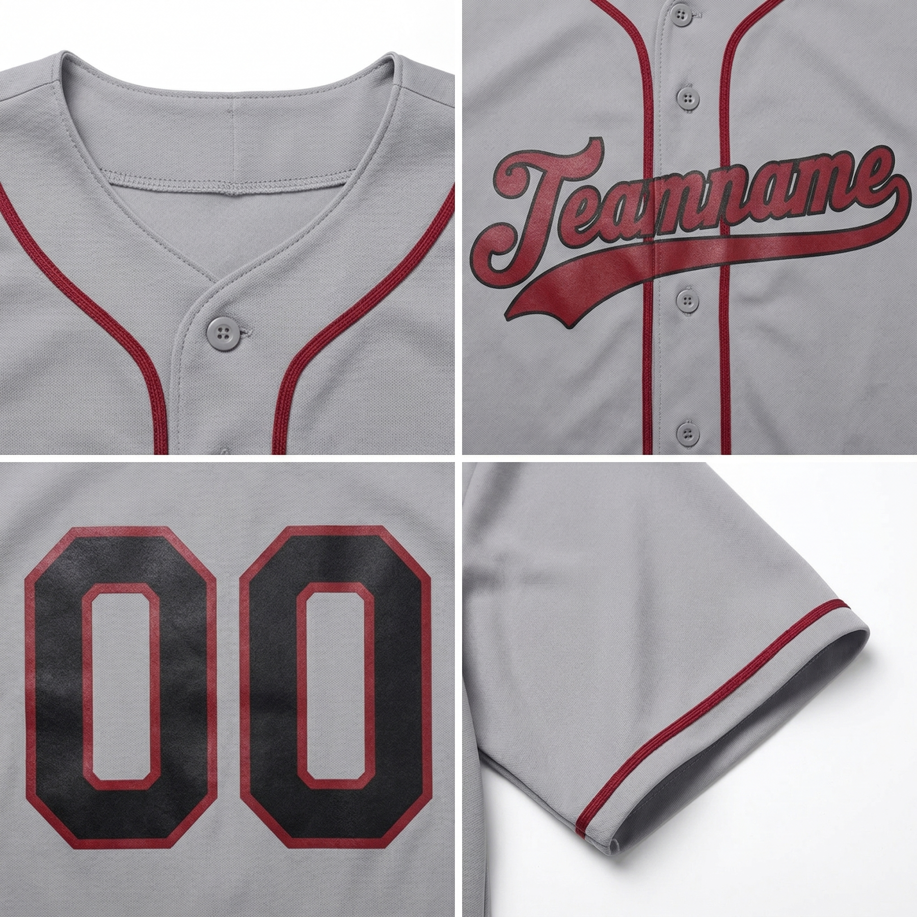 Custom Grey & Red/Black Classic Fashion Baseball Jersey