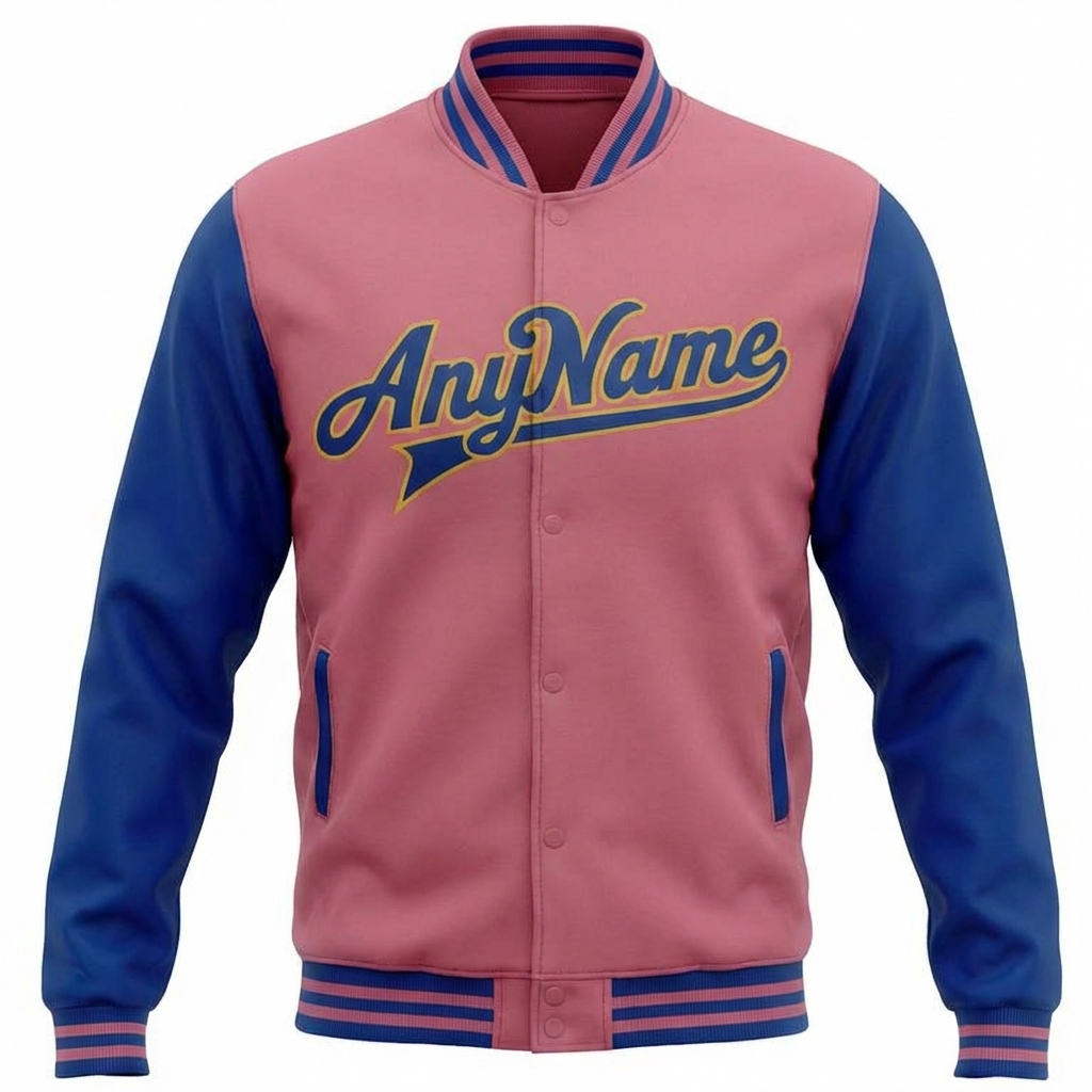 Custom Pink & Gold/Royal Raglan Sleeves Full-Snap Fleece Jacket
