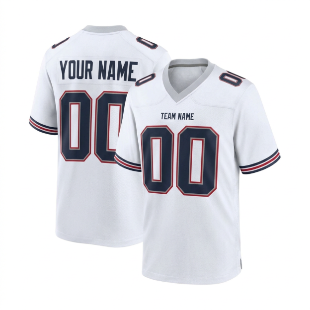 Custom White & Navy/Grey-Red Football Jersey
