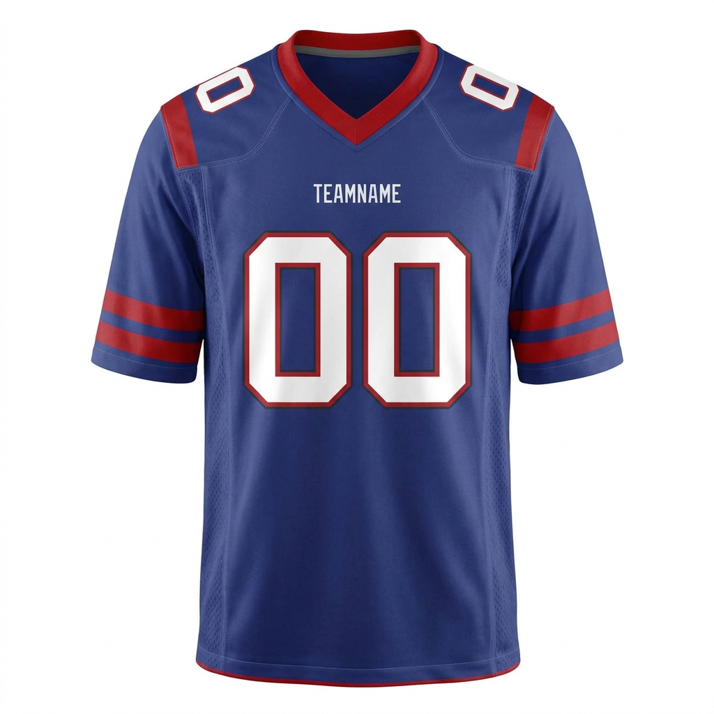 Custom Royal Blue & White/Red Football Jersey