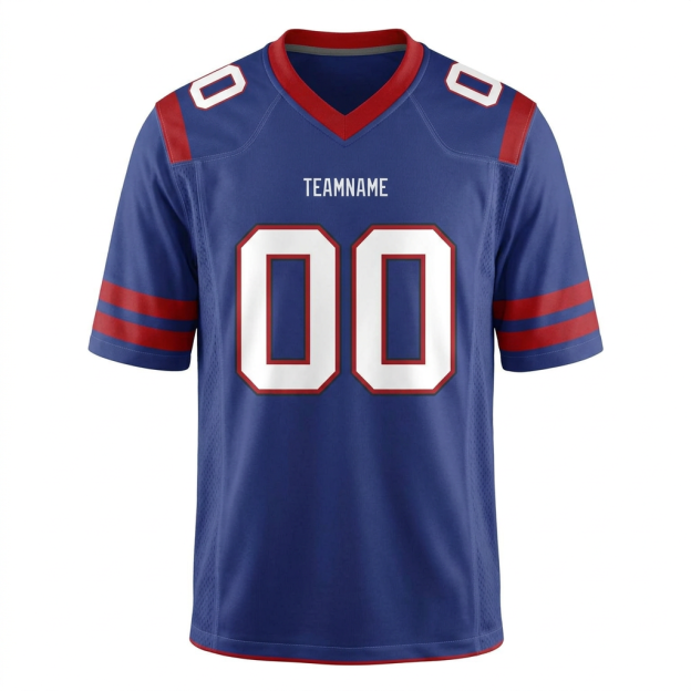 Custom Royal Blue & White/Red Football Jersey