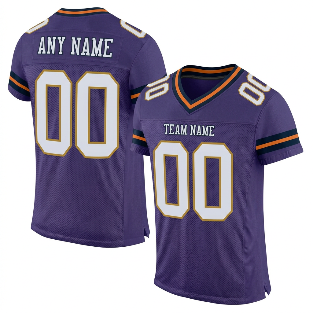 Custom Purple & White/Orange Football Jersey
