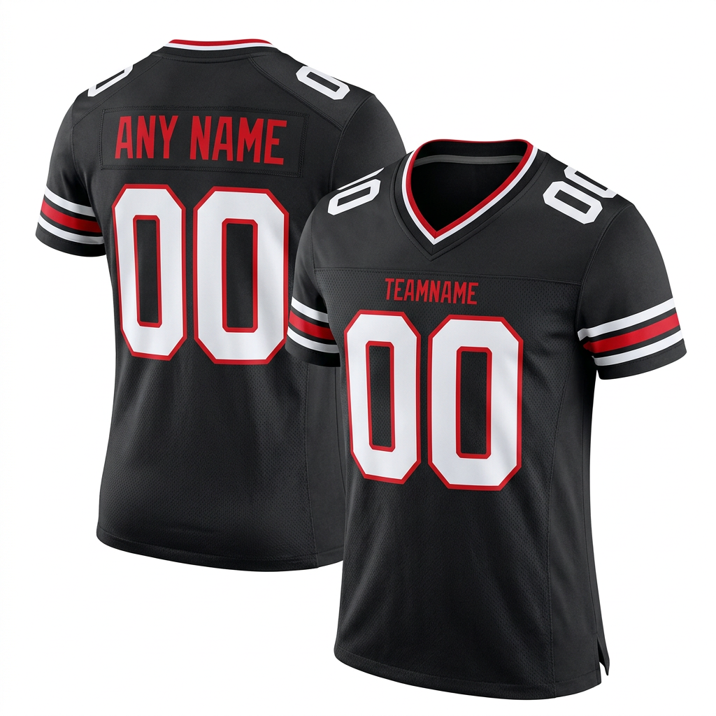 Custom Black & White/Red Football Jersey