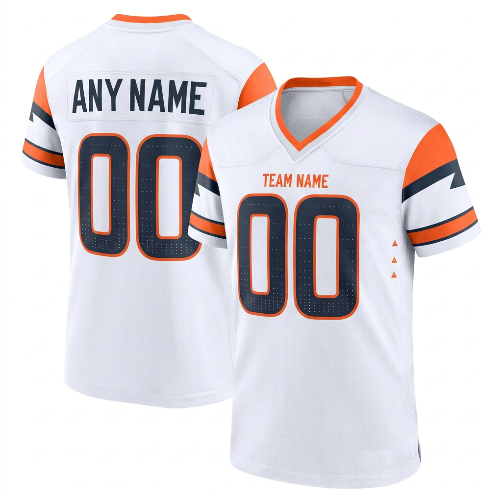 Custom White & Black/Orange Football Jersey