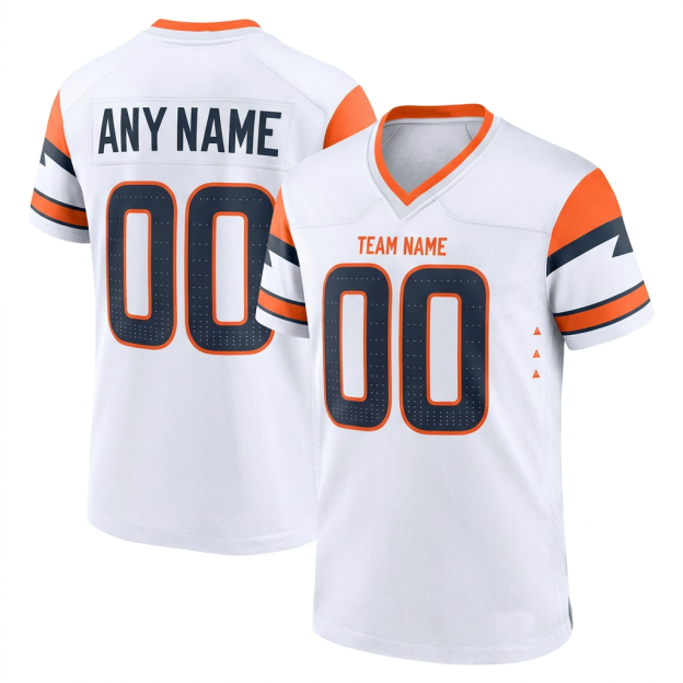 Custom White & Black/Orange Football Jersey