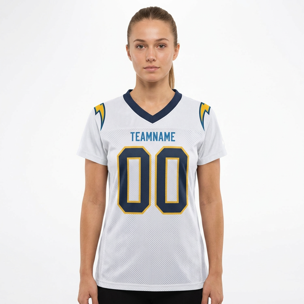 Custom White & Navy/Gold Football Jersey