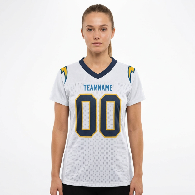 Custom White & Navy/Gold Football Jersey