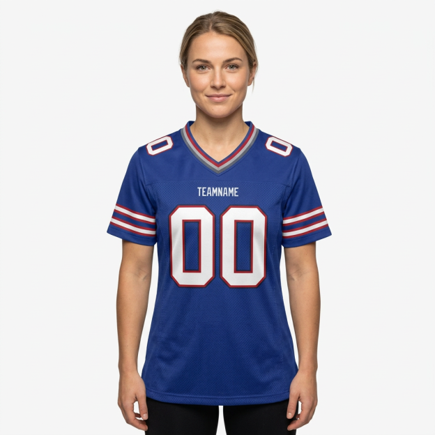 Custom Royal Blue & White/Red Football Jersey