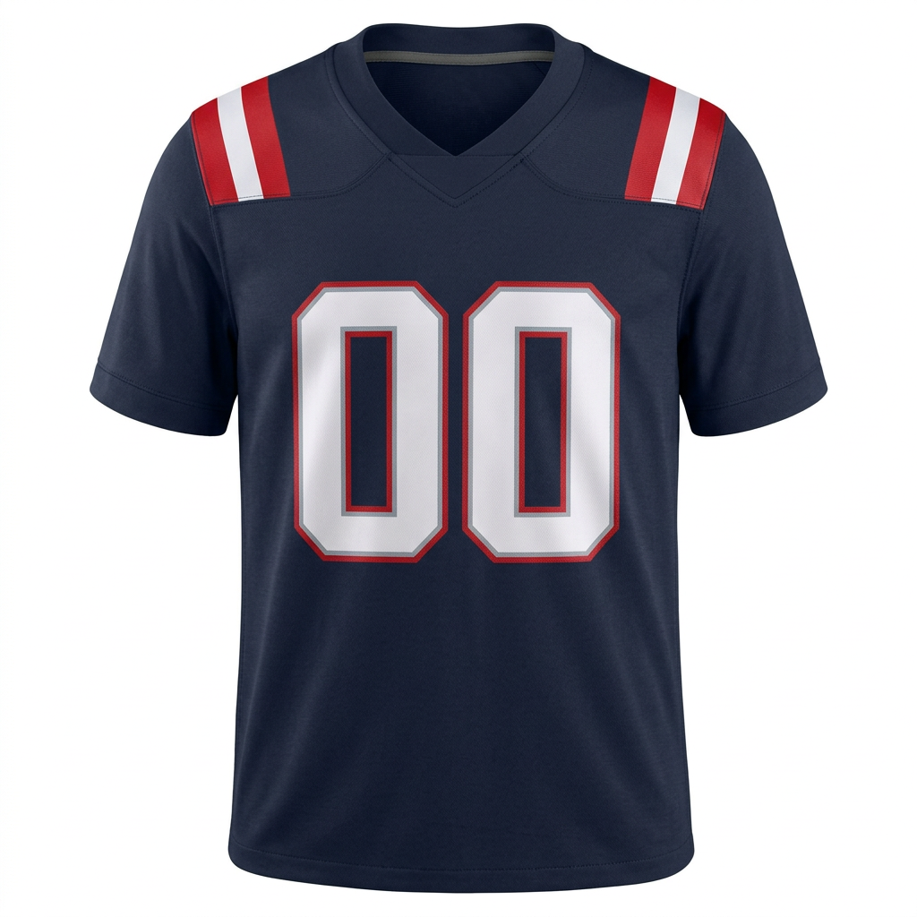 Custom Navy Blue & White/Red Football Jersey
