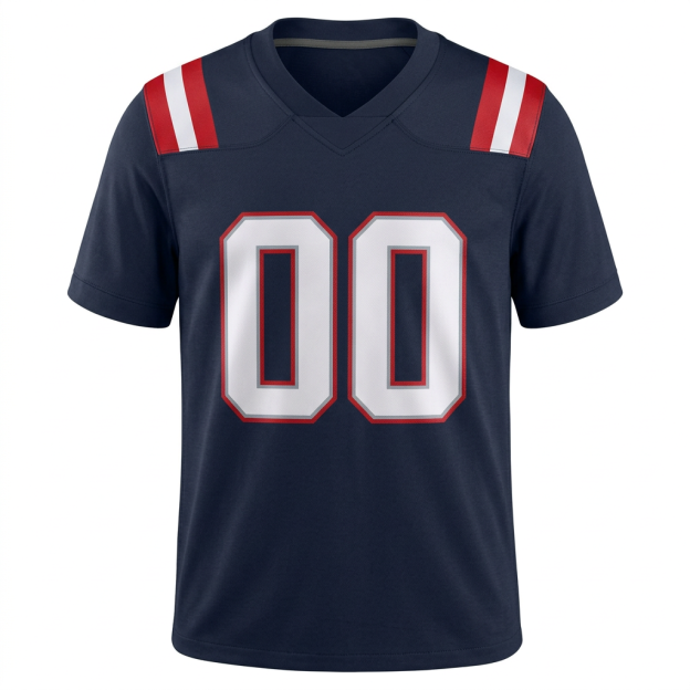 Custom Navy Blue & White/Red Football Jersey