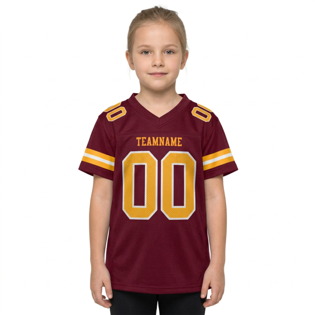 Custom Burgundy & Gold/White Football Jersey