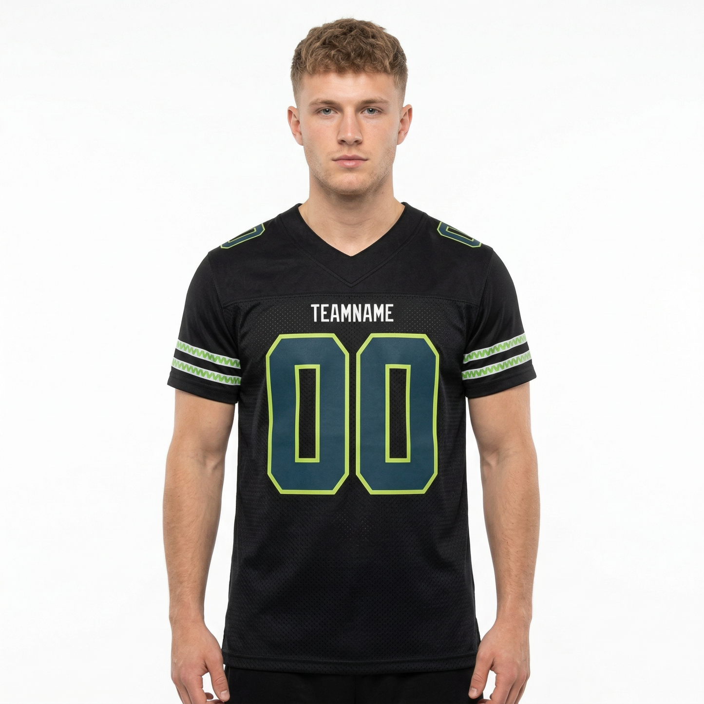 Custom Black & Royal/Green Football Jersey