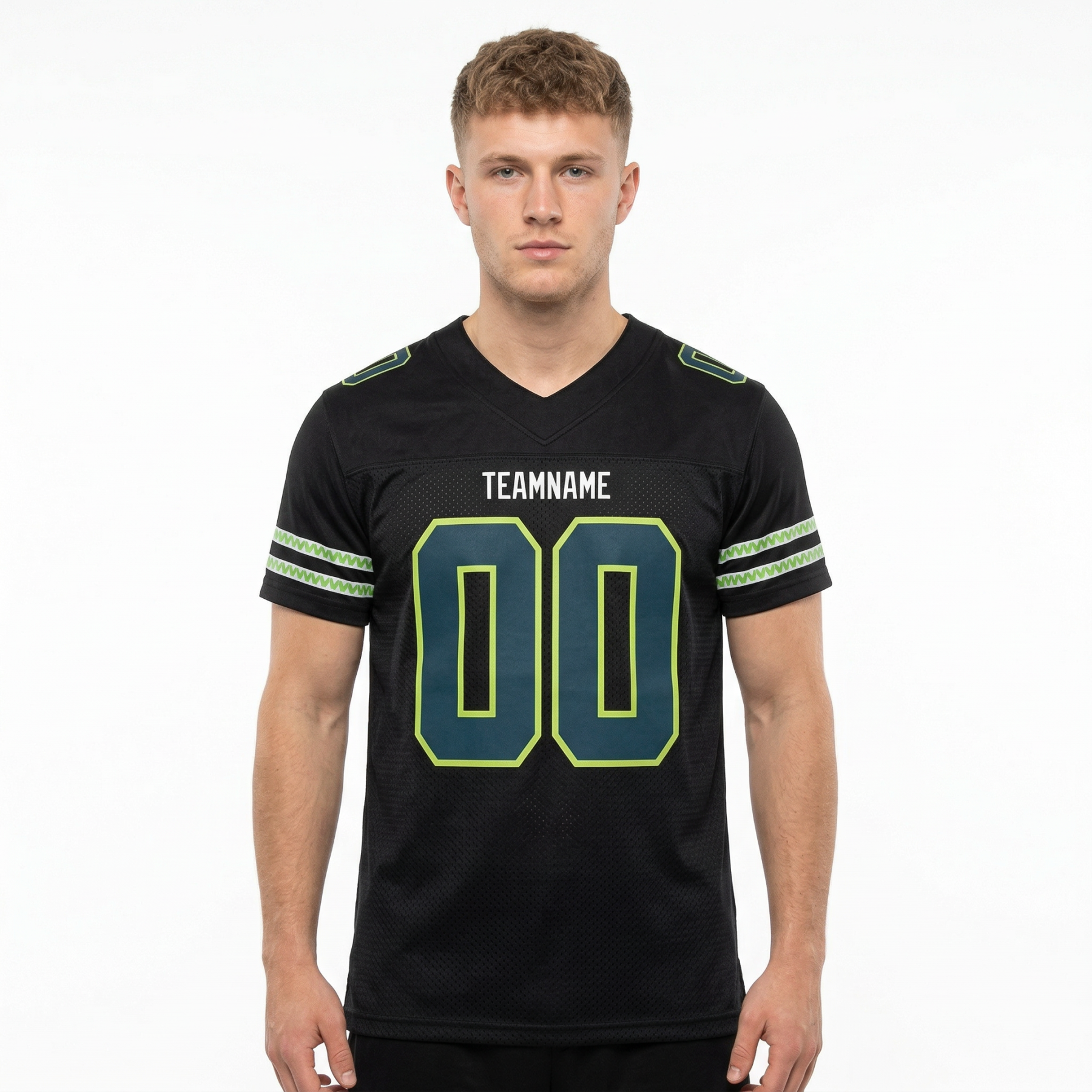 Custom Black & Royal/Green Football Jersey