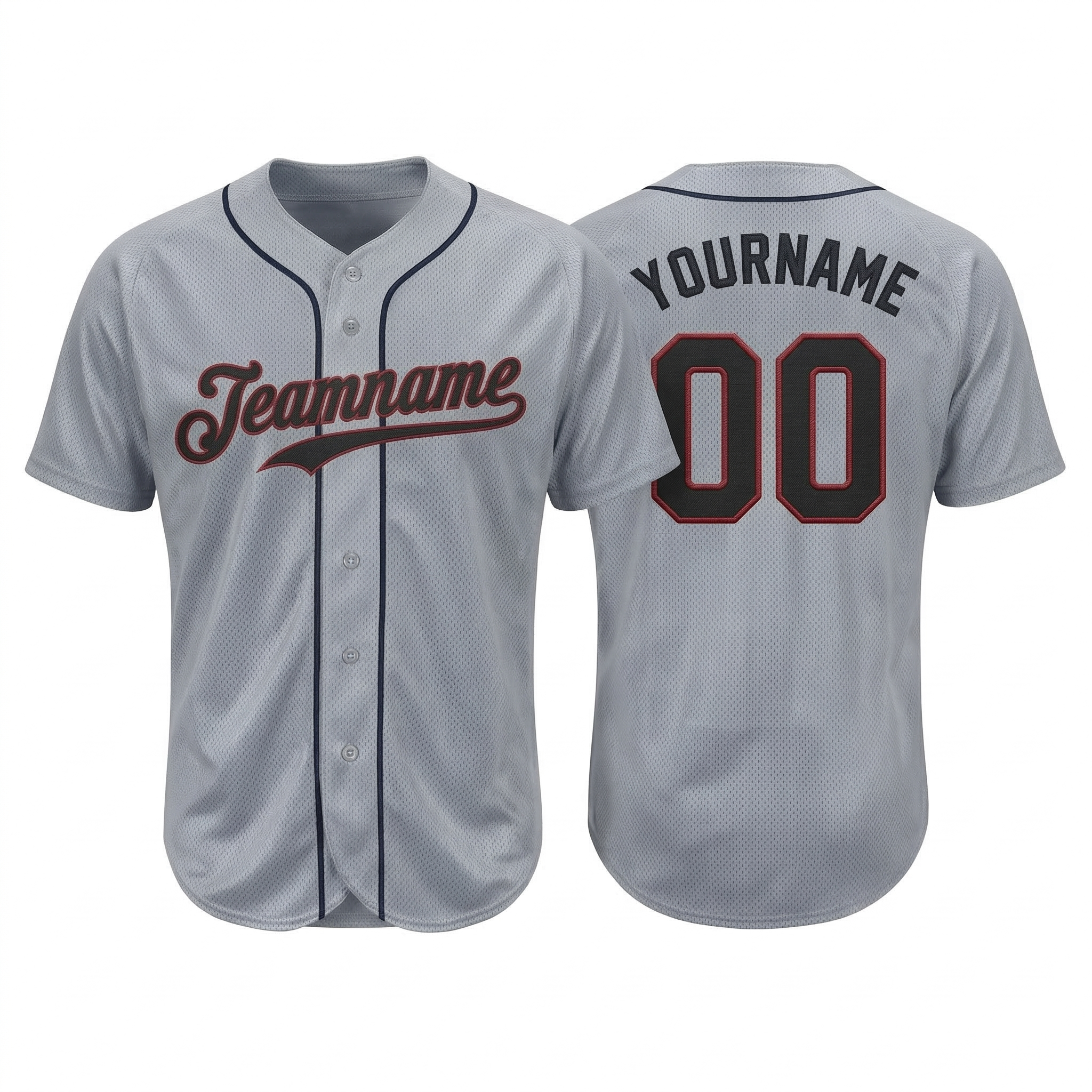 Custom Grey & Red/Black Classic Fashion Baseball Jersey