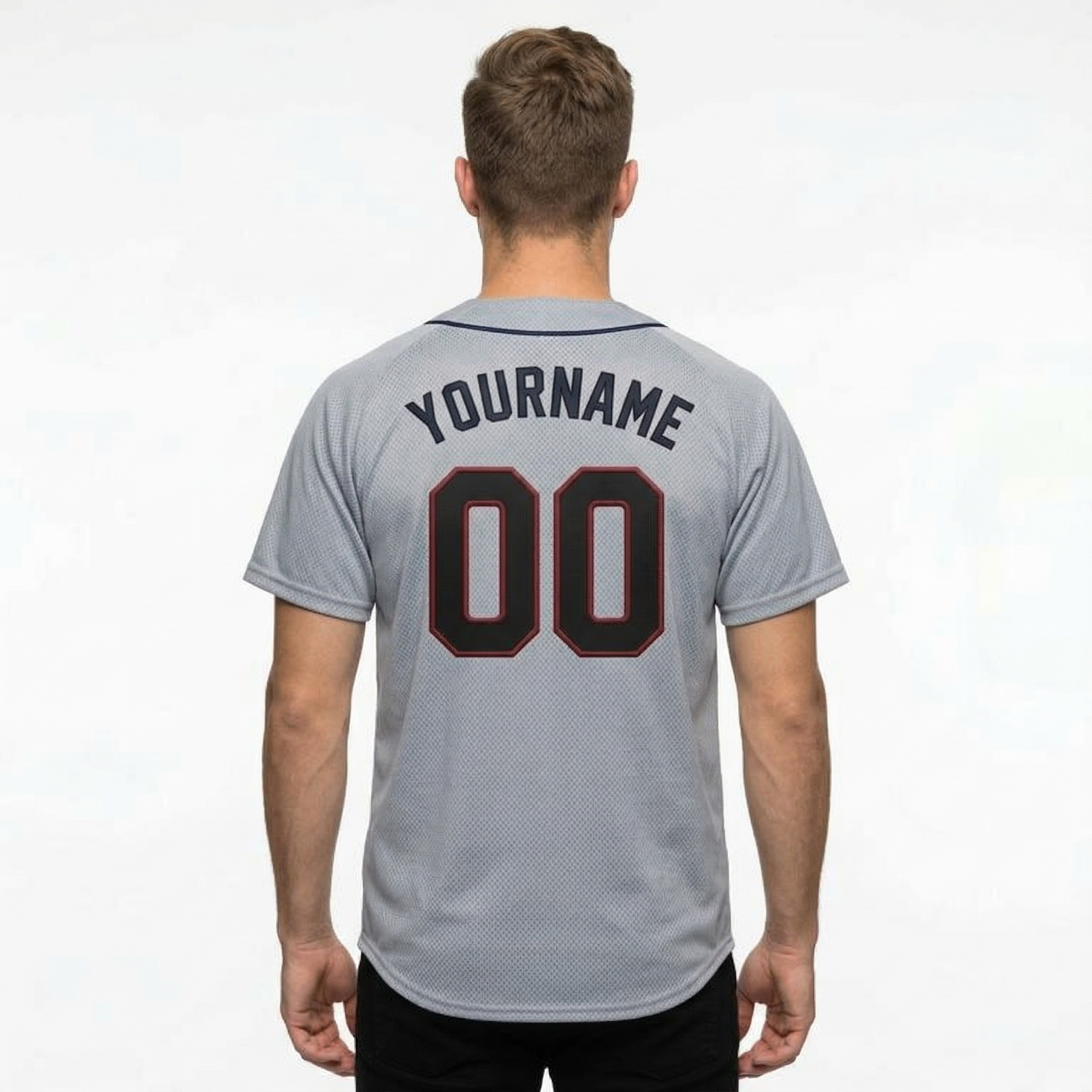 Custom Grey & Red/Black Classic Fashion Baseball Jersey
