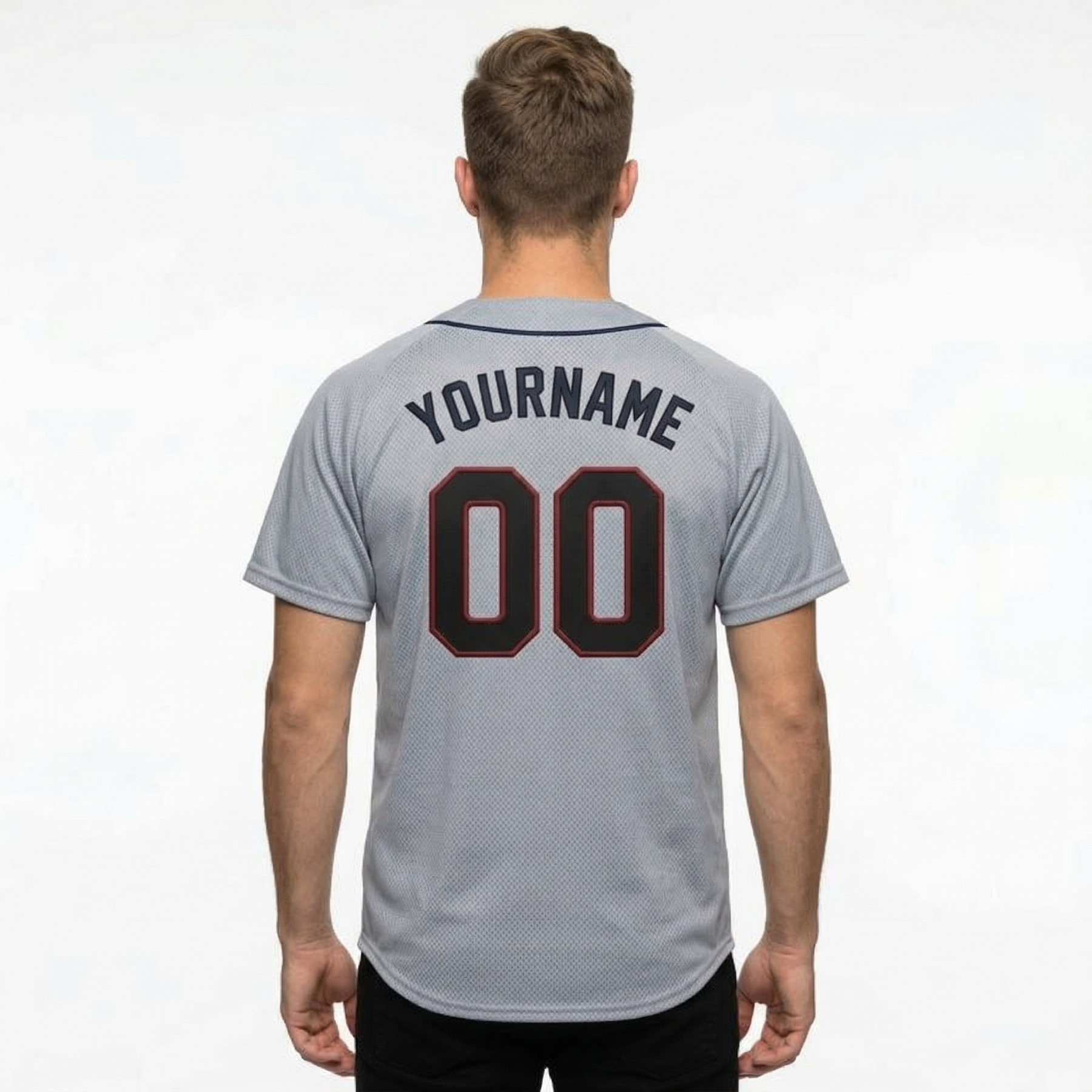Custom Grey & Red/Black Classic Fashion Baseball Jersey