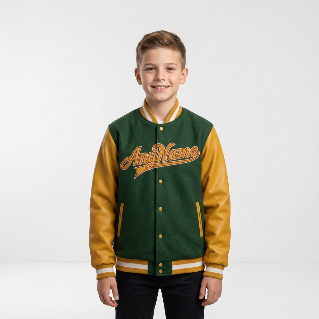 Custom Midnight Green & Yellow/White Full-Snap Raglan Sleeve Fleece Jacket