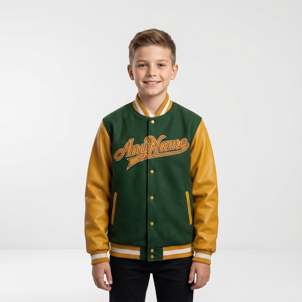 Custom Midnight Green & Yellow/White Full-Snap Raglan Sleeve Fleece Jacket