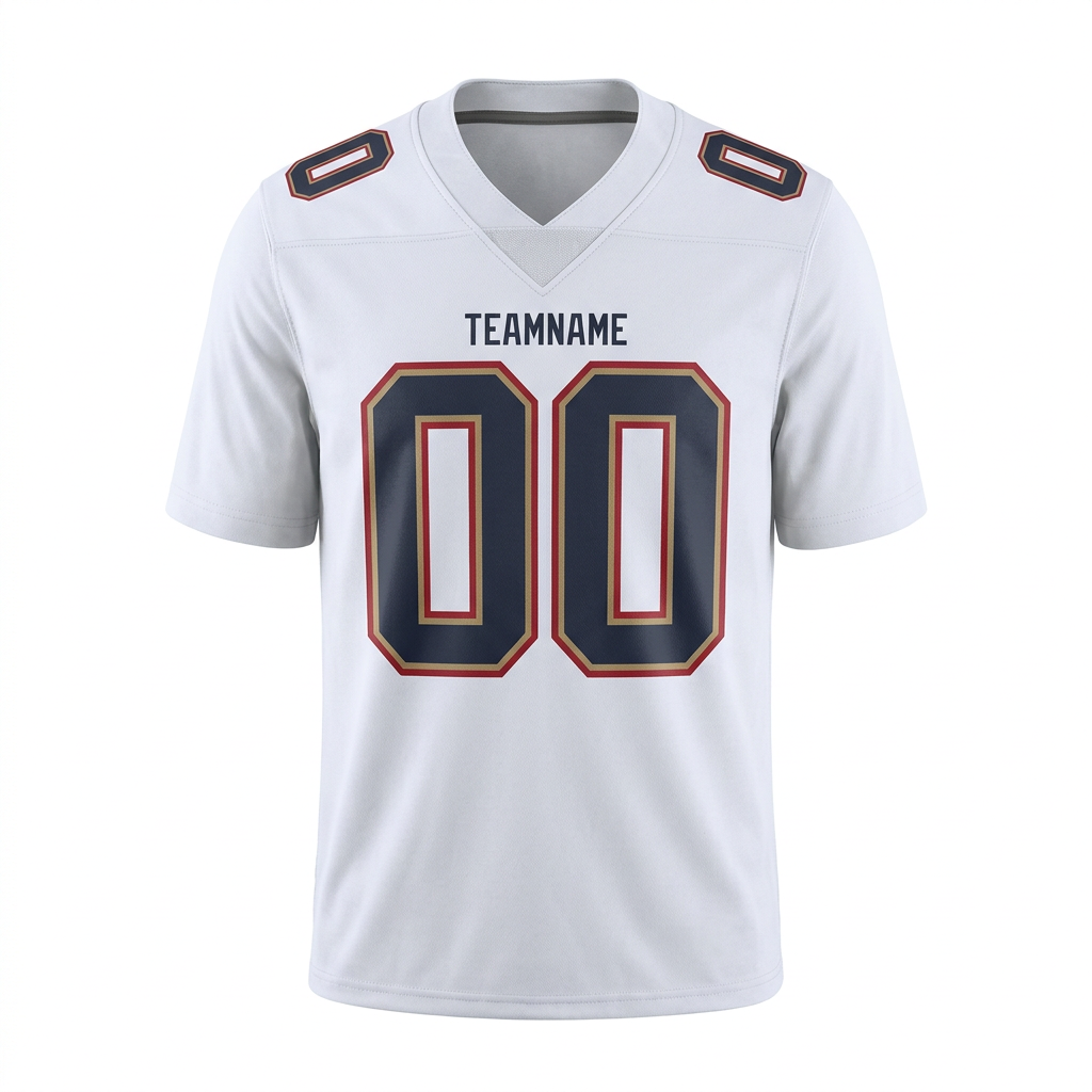 Custom White & Navy/Grey-Red Football Jersey