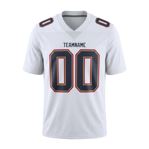 Custom White & Navy/Grey-Red Football Jersey