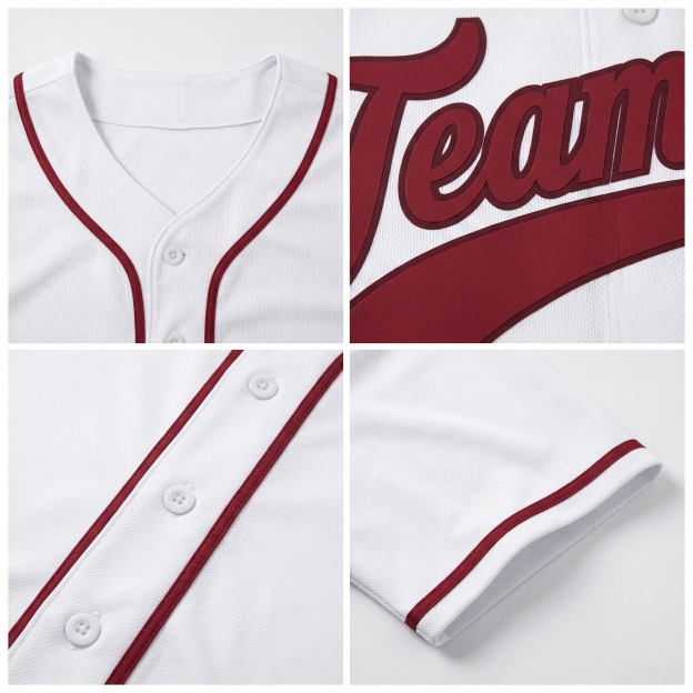 Custom White & Red/Black Classic Fashion Baseball Jersey