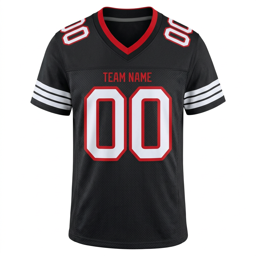 Custom Black & White/Red Football Jersey