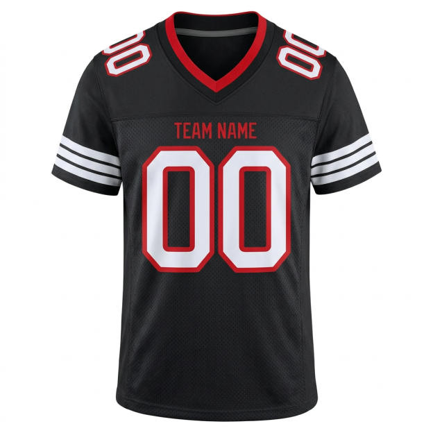 Custom Black & White/Red Football Jersey