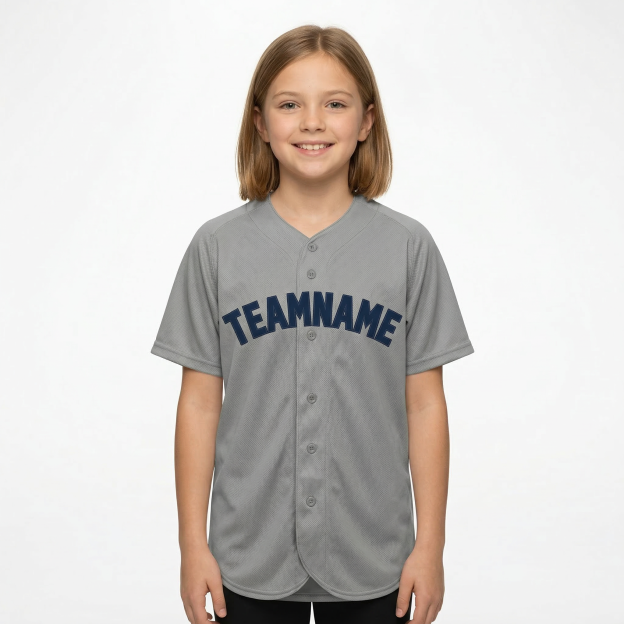 Custom Grey & Royal Blue Classic Fashion Baseball Jersey