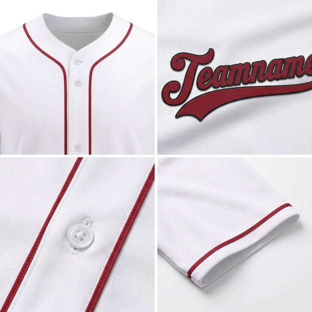 Custom White & Red/Black Classic Fashion Baseball Jersey
