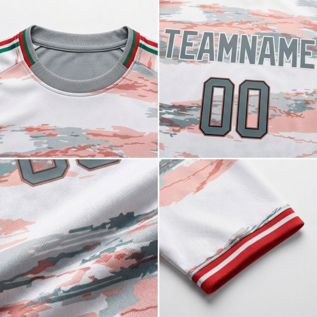 Custom Pink & White/Grey Custom Soccer Jersey