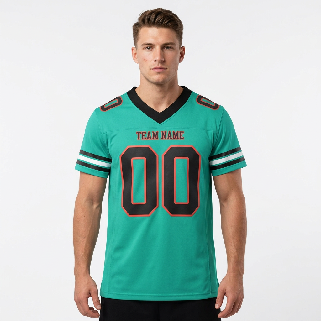 Custom Teal & Black/Red Football Jersey