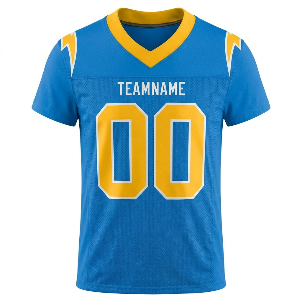 Custom Powder Blue & Gold/White Football Jersey